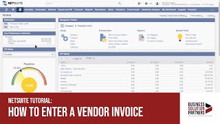 NetSuite Tutorial How To Enter a Vendor Invoice [upl. by Phene580]