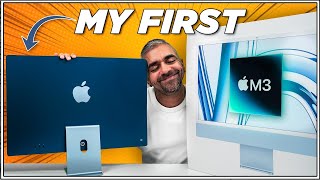 Unboxing the NEW M3 iMac in Blue  My First iMac Experience 💙 [upl. by Amuh]