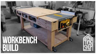 Builing a Work Bench With Integrated Table Saw DeWalt DWE7492 [upl. by Akcemat]