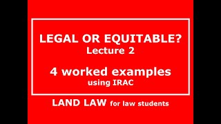 ANSWER PLAN  LEGAL OR EQUITABLE Land Law [upl. by Haskell]