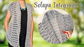 ✨CHALECO tejido con SOLAPA INTEGRADA ¡Nueva Técnica Paso a Paso ganchillo crochet [upl. by Nytsrik]