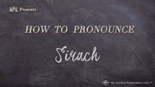 How to Pronounce Sirach Real Life Examples [upl. by Imoyik]