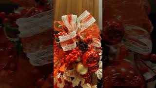 CHRISTMAS DECORATION WITH BERRIES ARTIFICIAL LEAVES AND SINAMAY ROBBON [upl. by Bedwell958]