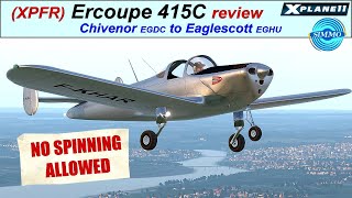 XPFR Ercoupe 415C retrospective review Short flight from Chivenor to Eaglescott [upl. by Dnumyar468]