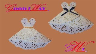 طريقة عمل فستان عروس بأستخدام ورق الدانتيل توزريعات  Doily Dress Folds Tutorial [upl. by Elinad]