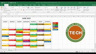 TECH011  Create a calendar in Excel that automatically updates colors by event category [upl. by Aissatsana10]