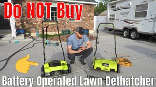 DONT Buy the Battery Operated Dethatcher  Scarifier Sun Joe unboxing Battery VS Corded [upl. by Sineray]