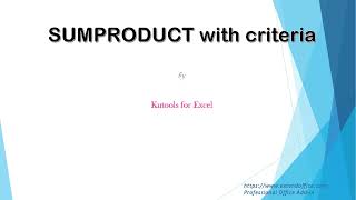 Using SUMPRODUCT Function With Criteria In Excel [upl. by Sethi]