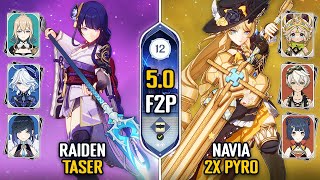 F2P C0 Raiden Taser amp C0 Navia Double Pyro Team  New Spiral Abyss 50 Floor 12  Genshin Impact [upl. by Edgard]