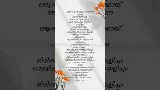 🎶Mizhikalkinnenthu Velicham💕🎶 Lyrics Malayalam lyricalstatus lyrics shortfeed malayalamlyrical [upl. by Kirchner]