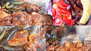 Best Ugandan Roasted Goat Meat Nyama Choma streetfood nyamachoma [upl. by Quintie]