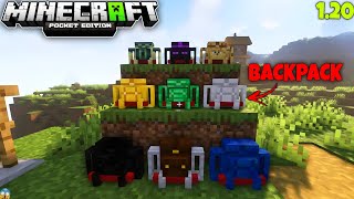 BACKPACK Addon For Minecraft PE 120  100 WORKING [upl. by Arrehs981]