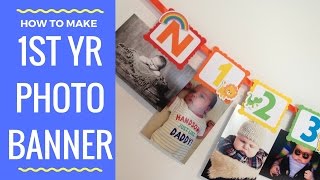 How to make a First year photo birthday banner Noahs ark theme [upl. by Halilad]