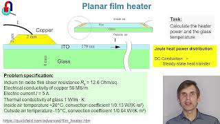 Planar film heater QuickField FEA software simulation example [upl. by Modnarb]