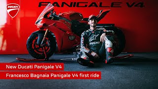 Francesco Bagnaia  New Panigale V4  First Ride [upl. by Burdett]