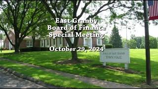 East Granby Board of Finance Special Meeting  102924 [upl. by Maillw465]