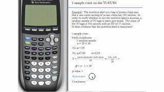 OneSample tTest for TI83 amp TI84 [upl. by Ynar]