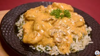 Chicken Stroganoff With Herbed Rice  Chicken Stroganoff Recipe  Russian Cuisine  Hunger Plans [upl. by Lemor765]