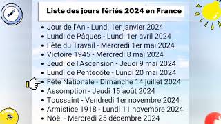 Liste des jours fériés pendant lannée 2024 en France [upl. by Zealand]