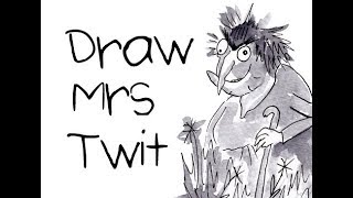 How to Draw Mrs Twit like Quentin Blake  Unspoken Tutorial [upl. by Ecydnarb]