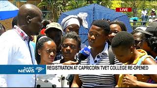 Registration at Capricorn TVET College reopened [upl. by Yralam675]