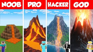 Minecraft TNT VOLCANO HOUSE BUILD CHALLENGE  NOOB vs PRO vs HACKER vs GOD  Animation [upl. by Aimehs]