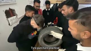 Practical perform by the students of class 12th in automobile engineering lab on Tyre Puncture hss [upl. by Thorlie]