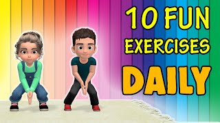 10 Fun Daily Exercise For Kids To Do At Home [upl. by Enyaht]