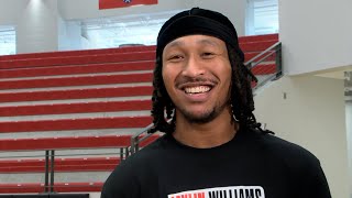 Jaylin Williams speaks to media during the Jaylin Williams Basketball Camp [upl. by Orat231]