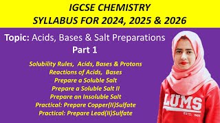 IGCSEGCSE Chemistry Topic Acids Bases amp Salt Preparations Part 1 of 4 [upl. by Tuesday]