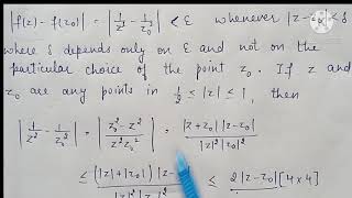 Uniform continuity of complex functioncomplxanalysis uniformcontinuitymathsbscmsc [upl. by Harday]