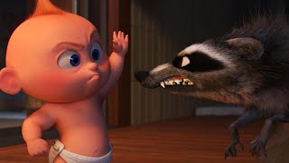 Incredibles 2 Fight Scene in Full JackJack vs Raccoon Exclusive [upl. by Ressay]