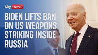 Biden lifts ban on Ukraine using US missiles to strike inside Russia  report [upl. by Anassor]