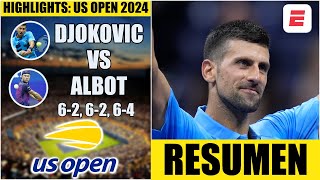 Novak Djokovic vs Radu Albot  RESUMEN – Primera Ronda  US Open 2024 [upl. by Imerej]