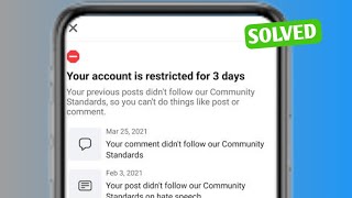 Facebook Your Account is restricted for 3 days Problem Solved  Your Account is restricted FB [upl. by Arinayed]