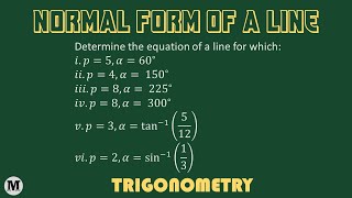 5  Straight Lines Coordinate Geometry  Normal Form Of A Line  Worked Out Problem 5 [upl. by Nob]