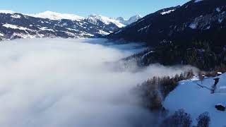 Graubünden  Tschiertschen  Drohnenflug über dem Nebelmeer [upl. by Candida]