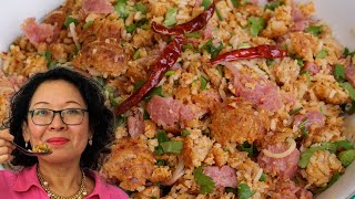 Lao Crispy Rice Salad Nem Thadeua A magical dish to taste absolutely [upl. by Anneuq]