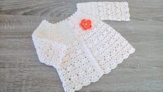 Como hacer en crochet o ganchillo dos cárdigans para bebés en distintas tallas [upl. by Liesa]