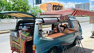 Cafe Vlog Mini Coffee Shop Van Coffee Bar Kopi Mobile Small Business Ideas Barista Relaxing Mood 4K [upl. by Irej]