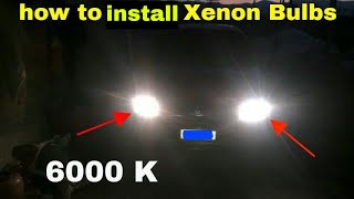 How to Install Xenon on your car H4 6000K White Xenon Gas Halogen Headlight Light Lamp Bulb DC12V [upl. by Aikaz360]