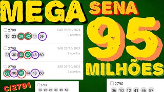 MEGA SENA 95 MILHÕES  FECHAMENTO C2791 megasenaacumulada dicasmegasena [upl. by Haines]