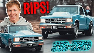 Blasting SUBZERO down a Back Road Twin Turbo S10 RIPS [upl. by Suaeddaht491]