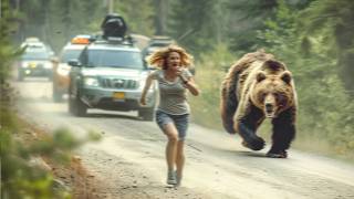 Grizzly Bear CHASES DOWN Woman in Yellowstone National Park [upl. by Jemine]