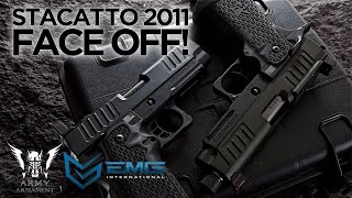 2011 FACE OFF  Army Armament and EMG Airsoft Staccato 2011 GBBs  RedWolf Airsoft RWTV [upl. by Nimajeb147]