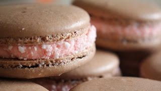 How to make Chocolate Peppermint Macarons  Peppermint Buttercream Frosting [upl. by Htidirrem244]