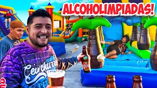 ALCOHOLIMPIADAS CON INFLABLE GIGANTE  se pusieron bien PEDOS 😂 [upl. by Anilram680]