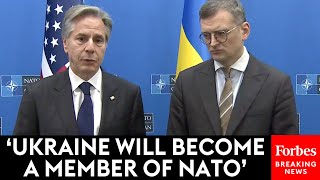 NEW Blinken Says Ukraine Will Become NATO Member During Trip To Brussels Belgium [upl. by Zulema608]