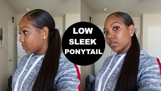 Low Sleek Ponytail w a Drawstring Ponytail on Natural Hair [upl. by Sophi634]