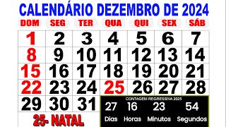 Live Calendário Dezembro 2024 247 Fique Sabendo Que Dia Vai Ser O Natal E Ano Novo [upl. by Anpas]